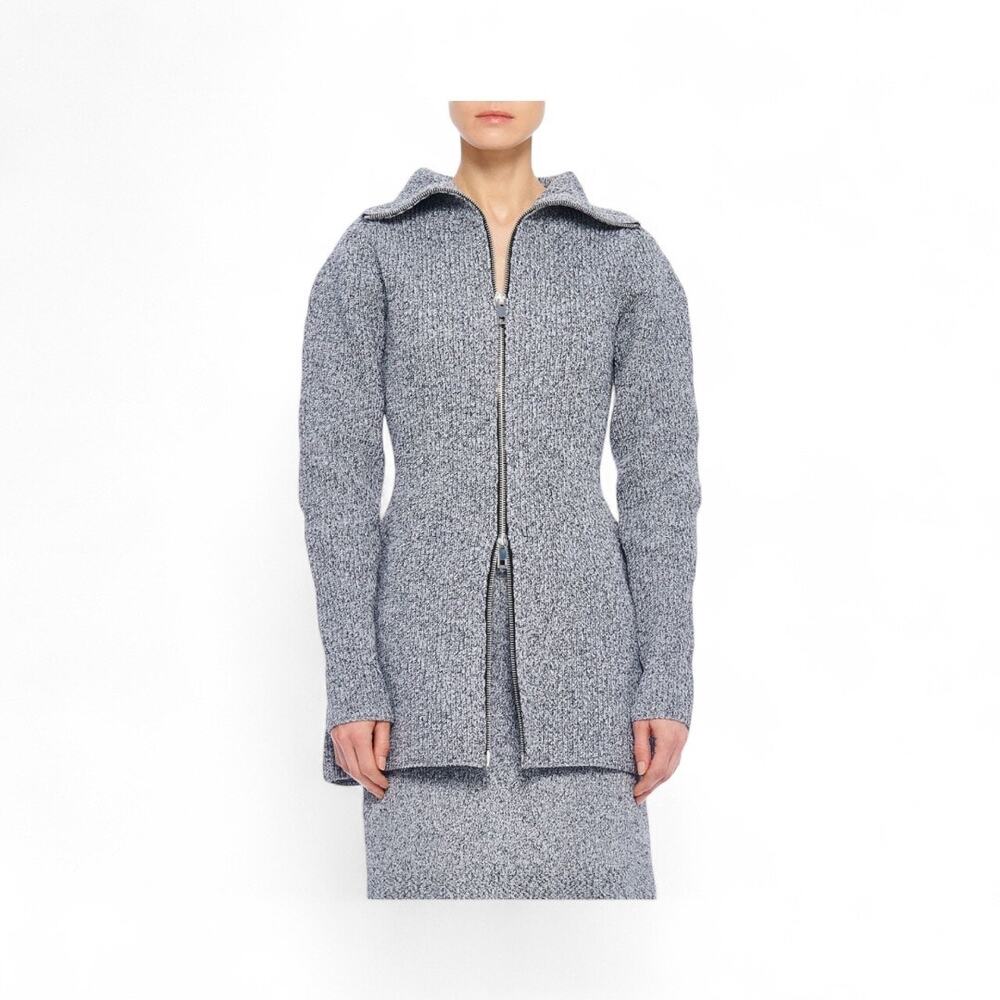 TIBI Tech Poly Sculpted Zip-Up Sweater Jacket Size Large